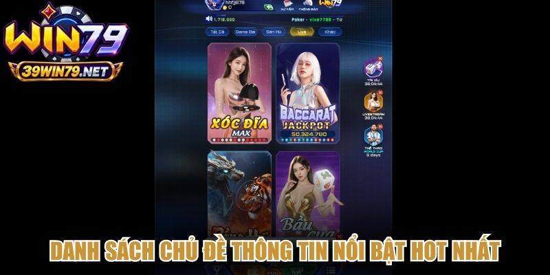 Danh sách chủ đề thông tin nổi bật hot nhất trên tin tức Win79